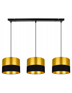 Lampa wisząca regulowana GOLDEN w stylu glamour z trzema kloszami - elegancja do jadalni w kolorach złotym, czarnym i szarym