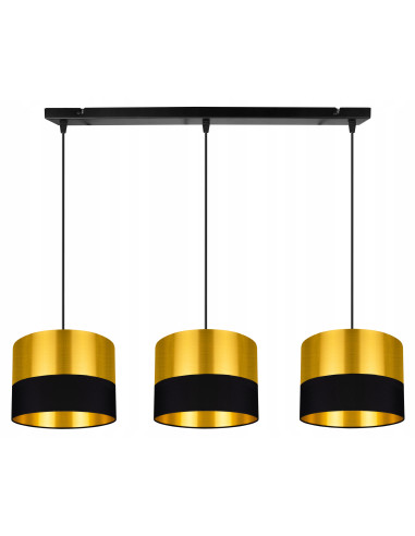 Lampa wisząca regulowana GOLDEN w stylu glamour z trzema kloszami - elegancja do jadalni w kolorach złotym, czarnym i szarym
