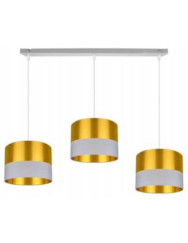 Lampa wisząca regulowana GOLDEN w stylu glamour z trzema kloszami - elegancja do jadalni w kolorach złotym, czarnym i szarym