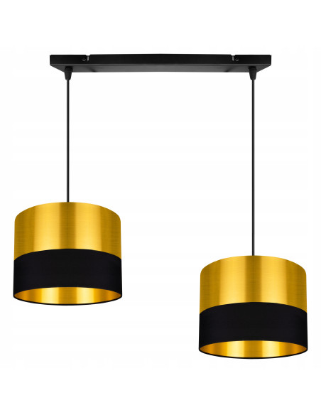 Lampa wisząca GOLDEN z czarnym akcentem, regulowana wysokość, elegancki dodatek do wnętrz, 2 x 60W