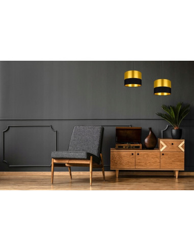 Lampa wisząca GOLDEN z czarnym akcentem, regulowana wysokość, elegancki dodatek do wnętrz, 2 x 60W