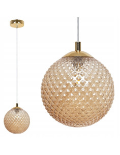 Lampa wisząca CANNES 60W w eleganckim złotym kolorze - nowoczesny dodatek do wnętrz, idealna do sypialni i jadalni