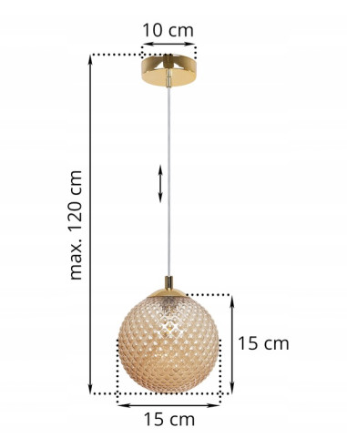 Lampa wisząca CANNES 60W w eleganckim złotym kolorze - nowoczesny dodatek do wnętrz, idealna do sypialni i jadalni