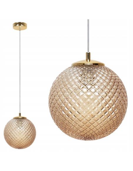 Lampa wisząca CANNES - Elegancka złota lampa 3D do kuchni, biura i salonu z kryształowym szkłem