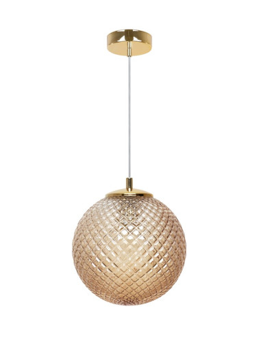 Lampa wisząca CANNES - Elegancka złota lampa 3D do kuchni, biura i salonu z kryształowym szkłem