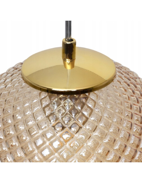 Lampa wisząca CANNES - Elegancka złota lampa 3D do kuchni, biura i salonu z kryształowym szkłem
