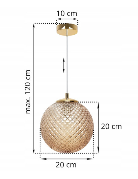 Lampa wisząca CANNES - Elegancka złota lampa 3D do kuchni, biura i salonu z kryształowym szkłem