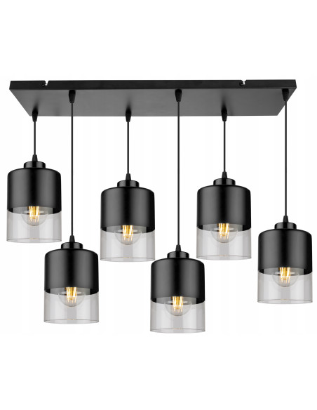 Żyrandol ROMA 6-klośnikowy - Nowoczesna elegancja do Twojego wnętrza z regulowaną wysokością i podwójnym przełącznikiem.