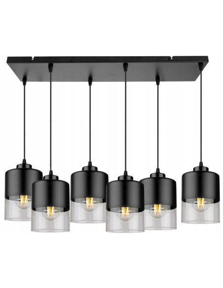 Żyrandol ROMA 6-klośnikowy - Nowoczesna elegancja do Twojego wnętrza z regulowaną wysokością i podwójnym przełącznikiem.