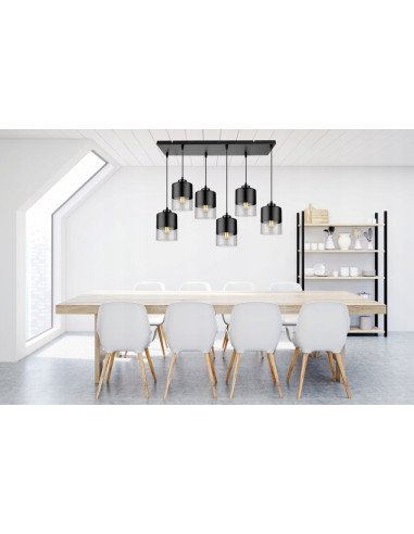 Żyrandol ROMA 6-klośnikowy - Nowoczesna elegancja do Twojego wnętrza z regulowaną wysokością i podwójnym przełącznikiem.