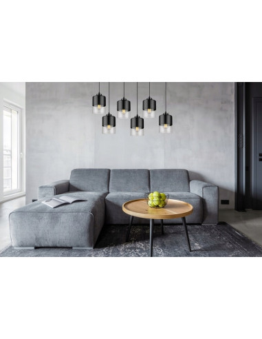 Żyrandol ROMA 6-klośnikowy - Nowoczesna elegancja do Twojego wnętrza z regulowaną wysokością i podwójnym przełącznikiem.