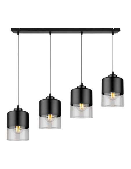 Lampa wisząca ROMA 4-punktowa, regulowana, nowoczesny design metalowo-szklany do każdego wnętrza