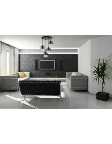 Lampa wisząca loftowa ROMA, regulowana, czarno-przezroczysta, nowoczesny design z 4 źródłami światła do korytarza.
