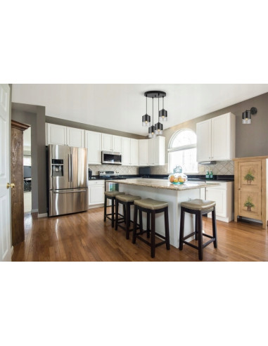 Lampa wisząca loftowa ROMA, regulowana, czarno-przezroczysta, nowoczesny design z 4 źródłami światła do korytarza.