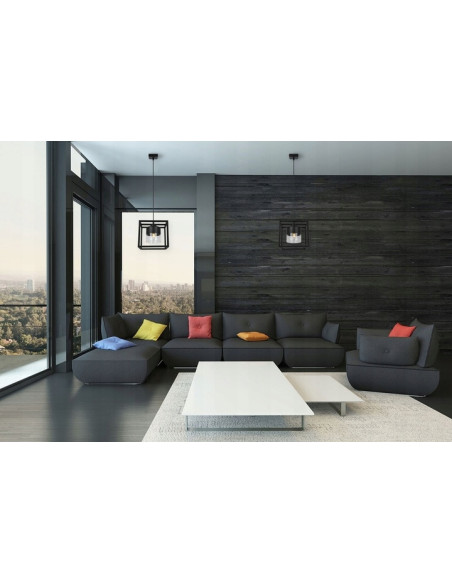 Lampa Wisząca Roma Cage 60W - Elegancka Sześciokątna Lampa z Regulacją Wysokości, Czarny Metal i Przydymiony Klosz