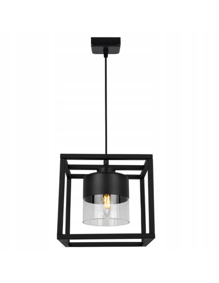 Lampa Wisząca Roma Cage 60W - Elegancka Sześciokątna Lampa z Regulacją Wysokości, Czarny Metal i Przydymiony Klosz