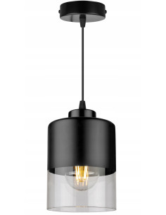Nowoczesna Lampa Wisząca ROMA z Metalowo-Szklaną Konstrukcją E27 w Kolorze Czarnym i Bezbarwnym do Wnętrz 2