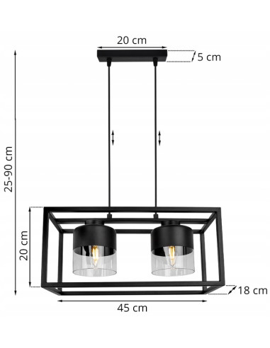 Lampa wisząca ROMA CAGE w matowej czerni z eleganckimi kloszami - nowoczesna iluminacja do każdego wnętrza.