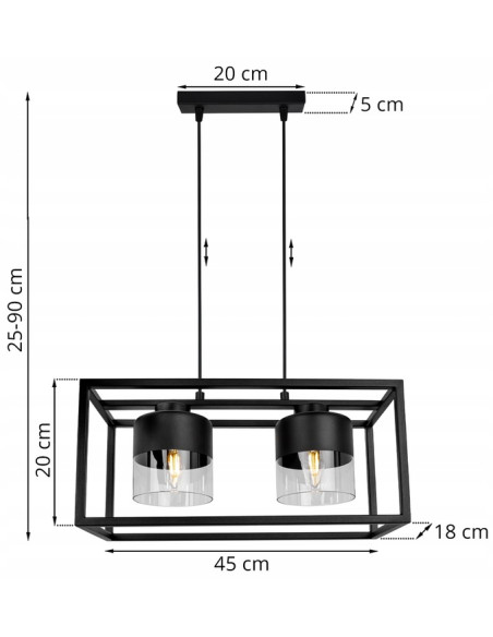 Lampa wisząca ROMA CAGE w matowej czerni z eleganckimi kloszami - nowoczesna iluminacja do każdego wnętrza.