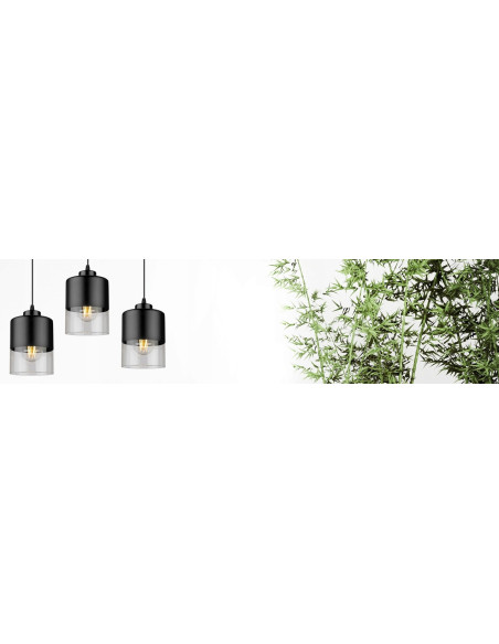 Nowoczesna Lampa Wisząca ROMA z Metalowo-Szklaną Konstrukcją E27 w Kolorze Czarnym i Bezbarwnym do Wnętrz