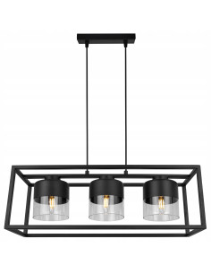 Lampa wisząca ROMA CAGE - Elegancka lampa metalowa z szklanymi kloszami do biura, salonu i jadalni