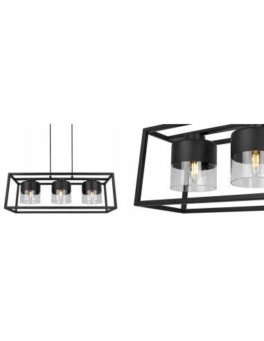 Lampa wisząca ROMA CAGE - Elegancka lampa metalowa z szklanymi kloszami do biura, salonu i jadalni