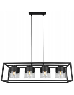 Lampa wisząca ROMA CAGE - elegancki żyrandol z regulowanym kątem nachylenia, czarna siatka i szkło, nowoczesny design.