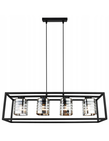 Lampa wisząca HELIX CAGE z 4 kloszami – elegancka i nowoczesna do salonu, biura, sypialni, regulowana wysokość.