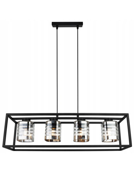 Lampa wisząca HELIX CAGE z 4 kloszami – elegancka i nowoczesna do salonu, biura, sypialni, regulowana wysokość.