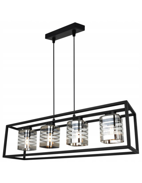 Lampa wisząca HELIX CAGE z 4 kloszami – elegancka i nowoczesna do salonu, biura, sypialni, regulowana wysokość.