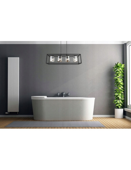 Lampa wisząca HELIX CAGE z 4 kloszami – elegancka i nowoczesna do salonu, biura, sypialni, regulowana wysokość.