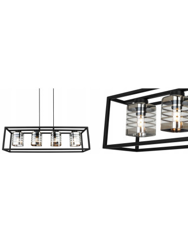 Lampa wisząca HELIX CAGE z 4 kloszami – elegancka i nowoczesna do salonu, biura, sypialni, regulowana wysokość.
