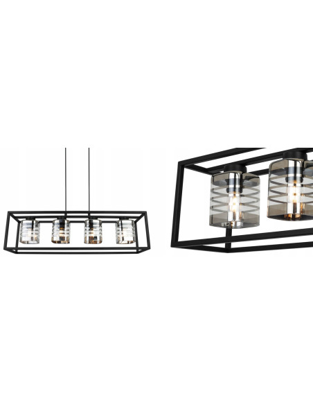 Lampa wisząca HELIX CAGE z 4 kloszami – elegancka i nowoczesna do salonu, biura, sypialni, regulowana wysokość.