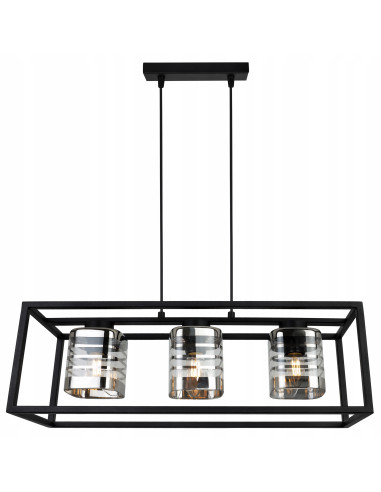 Lampa wisząca HELIX CAGE, nowoczesny design, 3 źródła E27, regulowana długość, eleganckie metalowe klosze srebrno-czarne