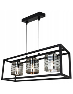 Lampa wisząca HELIX CAGE, nowoczesny design, 3 źródła E27, regulowana długość, eleganckie metalowe klosze srebrno-czarne 2