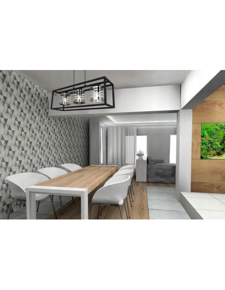 Lampa wisząca HELIX CAGE, nowoczesny design, 3 źródła E27, regulowana długość, eleganckie metalowe klosze srebrno-czarne