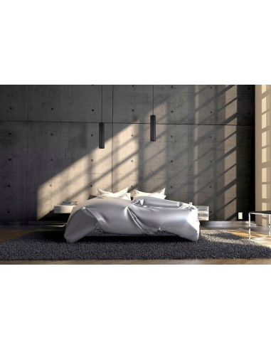 Lampa wisząca TUBA na okrągłej podsufitce - nowoczesne oświetlenie do biura, jadalni i salonu w kolorze czarnym