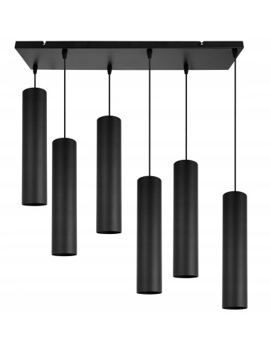 Lampa sufitowa TUBA prostokątna z 6 kloszami GU10, czarna, 20W - nowoczesne oświetlenie do każdego wnętrza.