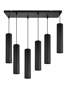 Lampa sufitowa TUBA prostokątna z 6 kloszami GU10, czarna, 20W - nowoczesne oświetlenie do każdego wnętrza. 2