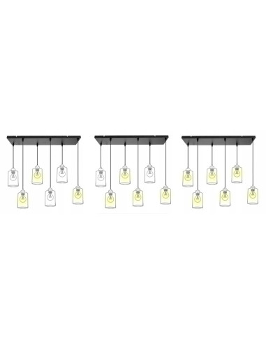 Lampa sufitowa TUBA prostokątna z 6 kloszami GU10, czarna, 20W - nowoczesne oświetlenie do każdego wnętrza.