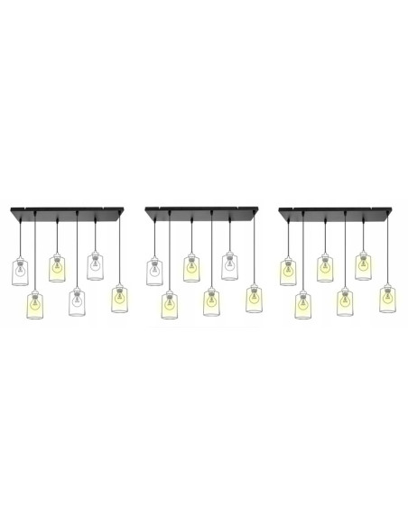 Lampa sufitowa TUBA prostokątna z 6 kloszami GU10, czarna, 20W - nowoczesne oświetlenie do każdego wnętrza.