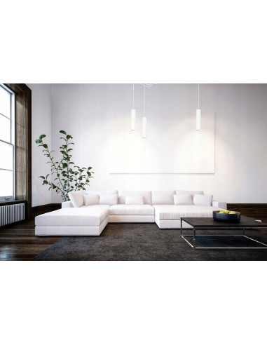 Lampa wisząca TUBA GU10 - nowoczesny design w białym kolorze do salonu, jadalni i biura