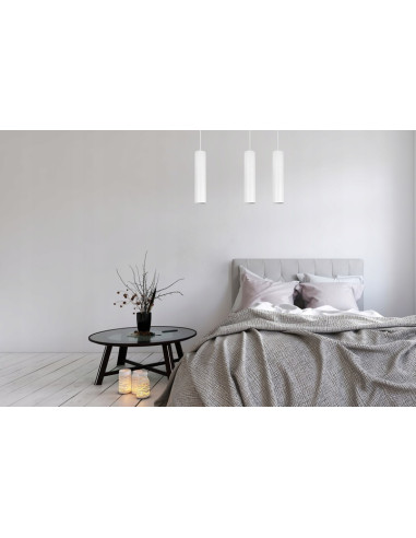 Lampa wisząca TUBA GU10 - nowoczesny design w białym kolorze do salonu, jadalni i biura