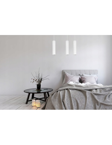Lampa wisząca TUBA GU10 - nowoczesny design w białym kolorze do salonu, jadalni i biura