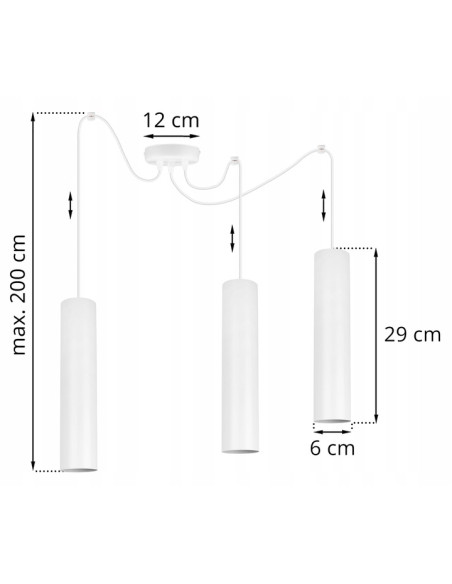 Lampa wisząca TUBA GU10 - nowoczesny design w białym kolorze do salonu, jadalni i biura
