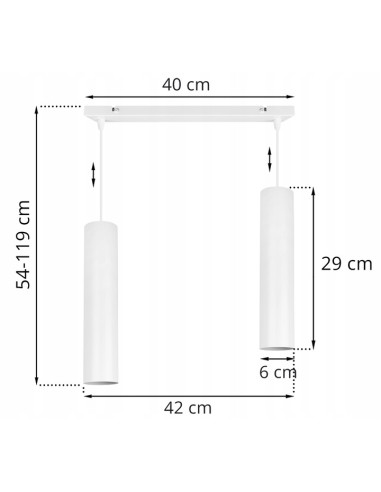Elegancka lampa sufitowa TUBA GU10 z metalowymi kloszami - nowoczesne oświetlenie do kuchni i jadalni w białym kolorze