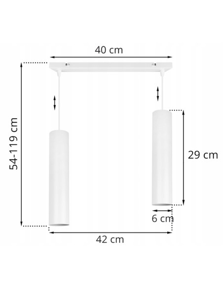 Elegancka lampa sufitowa TUBA GU10 z metalowymi kloszami - nowoczesne oświetlenie do kuchni i jadalni w białym kolorze