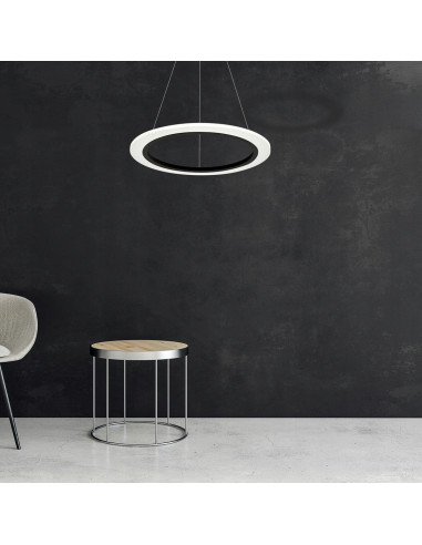 Lampa wisząca LED COSMO 24W z regulacją, okrągła biała/czarna, nowoczesna do salonu i biura