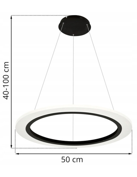 Lampa wisząca LED COSMO 24W z regulacją, okrągła biała/czarna, nowoczesna do salonu i biura
