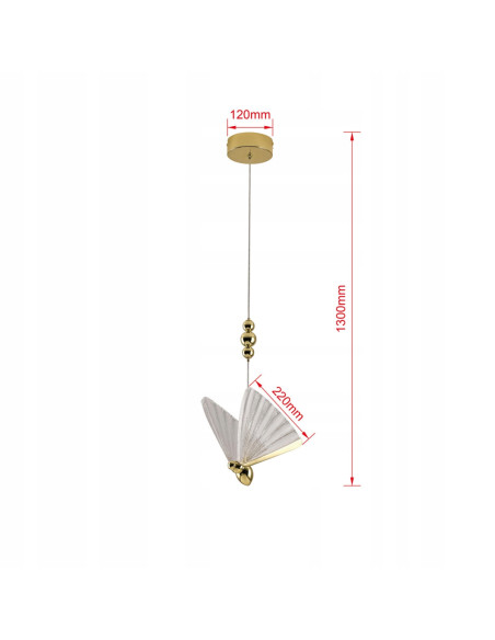 Lampa wisząca Mariposa z LED, kryształowe skrzydła, zmienna barwa światła, elegancka do biura i salonu